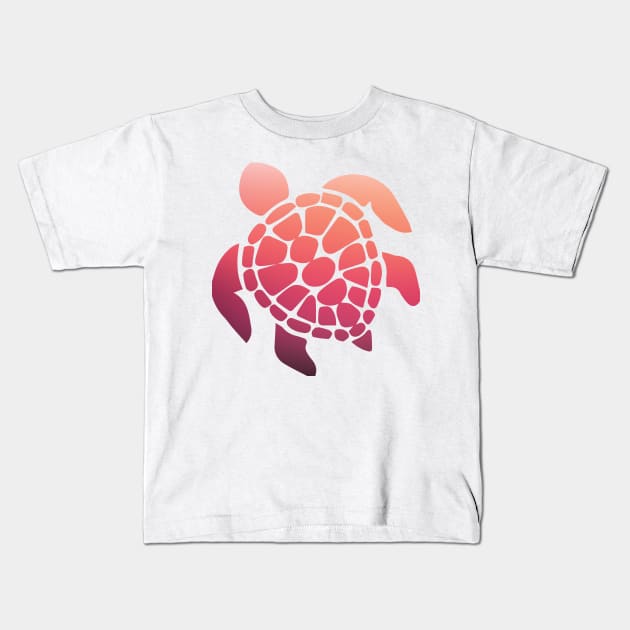 pink sunset ombre sea turtle Kids T-Shirt by emilystp23